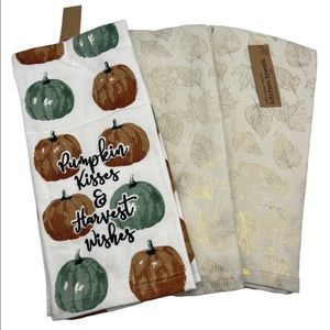 From The Hearth Pumpkin Kisses/Fall Leaves Cotton Kitchen Towels set of 6